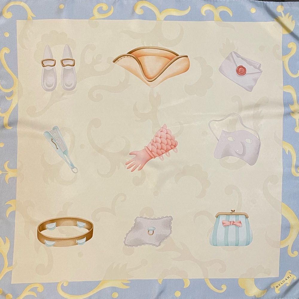 Gorg Bvlgari Silk Scarf Pizzigoni Design 34 In Excellent Condition Bulgari - Picture 2 of 10